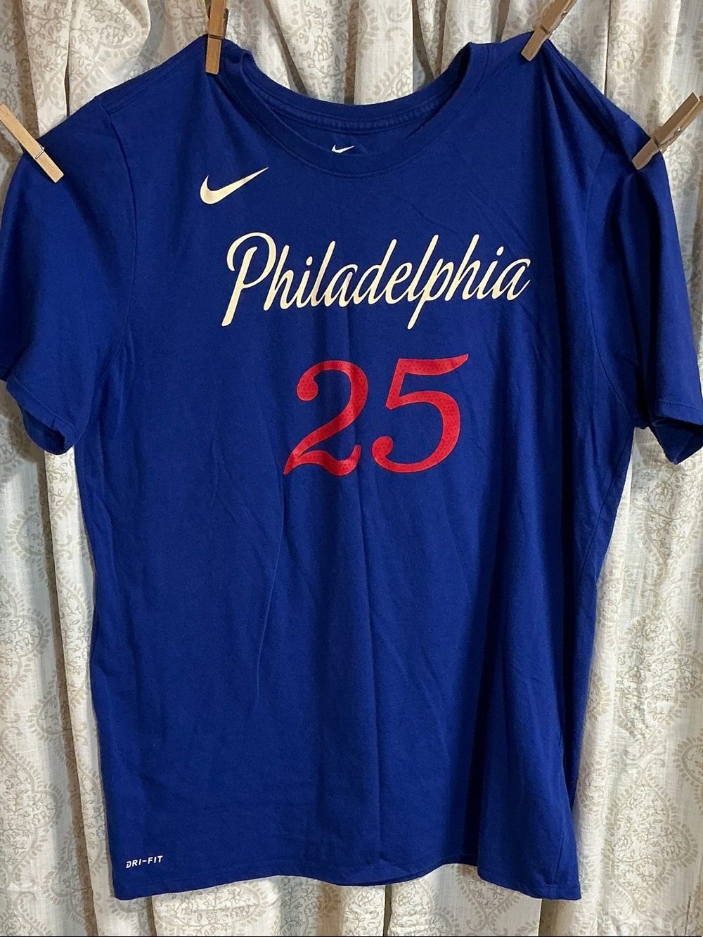 Nike Royal Blue Philadelphia Script Tee with Red 25